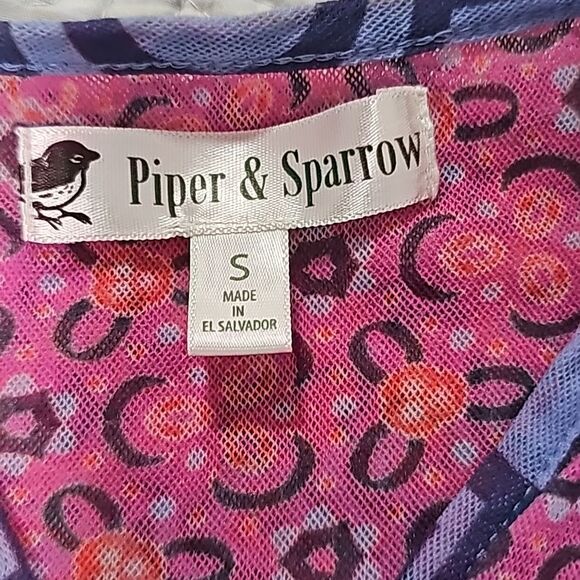 Piper & Sparrow -1508 Nylon Mesh Peplum Top Sleeveless Hot Pink‎ Small - Picture 3 of 6